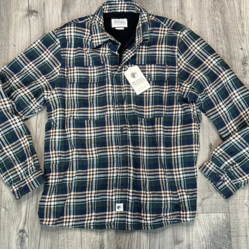 Boston Traders NWT Women's Size XL Oversized Green Plaid Sherpa Lined Shacket - Picture 2 of 10